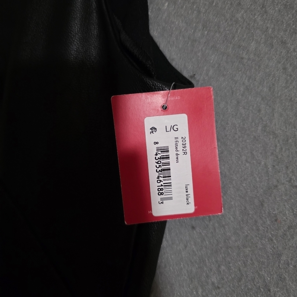 NWT Spanx Womens Leather Like Sleeveless Sheath Dress Luxe Black 20392R Size L - Picture 7 of 11